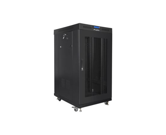 Lanberg Rack cabinet 19" free-standing 22U/800x800 (flat pack) with glass door, LCD FF01-8822-23BL Black