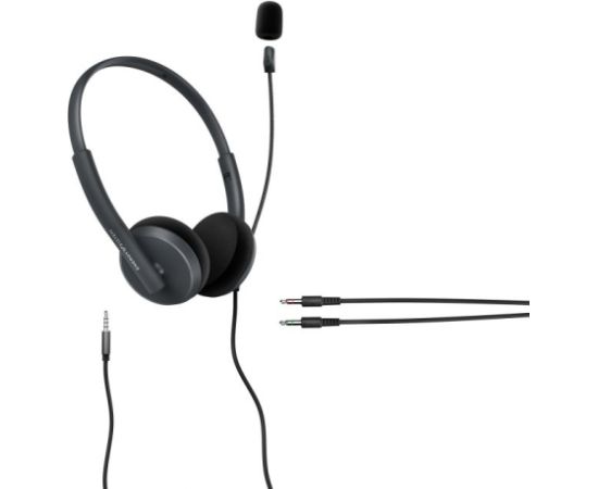 Energy Sistem Headset Office 2 Anthracite, On-ear, 3.5mm plug, retractable boom mic. Energy Sistem Wired Earphones Headset Office 2 Wired On-Ear Microphone Anthracite