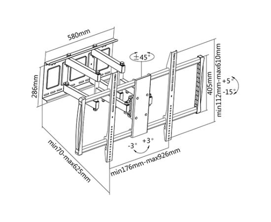 Sunne Wall Mount 60-100-EA 60-100 " Maximum weight (capacity) 80 kg Black