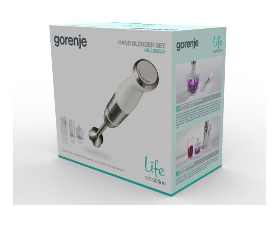 Gorenje Blender HBC806QW Hand Blender 800 W Jar material Plastic Jar capacity 0.5 L Chopper White
