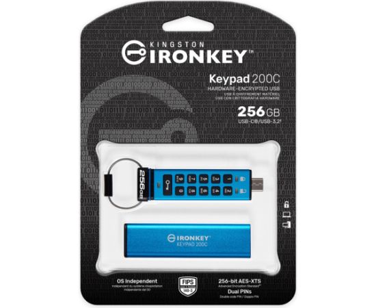Kingston IronKey Keypad 200 256 GB, USB stick (USB-C 3.2 Gen 1)