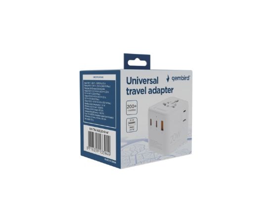 Gembird TPA-1A2C20-01-W Universal travel power adapter, 20 W, white Gembird Jaunumi - Datori