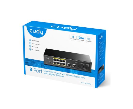 Cudy GS1010PS2 network switch Unmanaged Gigabit Ethernet (10/100/1000) Power over Ethernet (PoE) Black