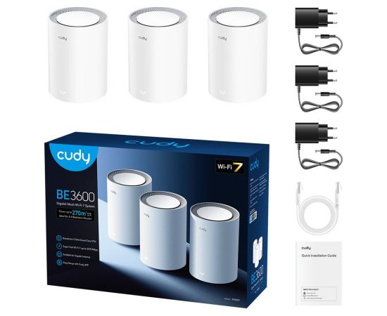 Cudy M3600 Dual-band (2.4 GHz / 5 GHz) Wi-Fi 7 (802.11be) White 3 Internal