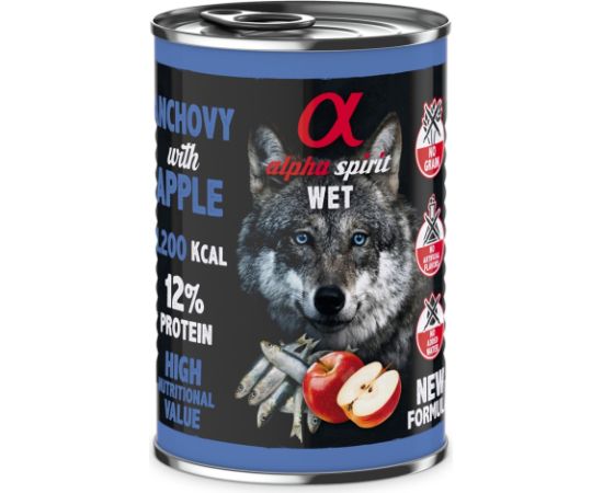 ALPHA SPIRIT WET Anchovies with apple - wet dog food - 400g
