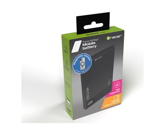 Tracer AirMag1 5000mAh PD20W+15W Mag, Black
