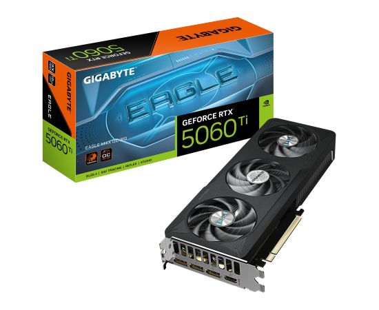 Graphics Card GIGABYTE NVIDIA GeForce RTX 5060 Ti 2617 MHz 16 GB GDDR7 128 bit PCI Express 5.0 Active GV-N506TEAGLEMAXOC-16GD