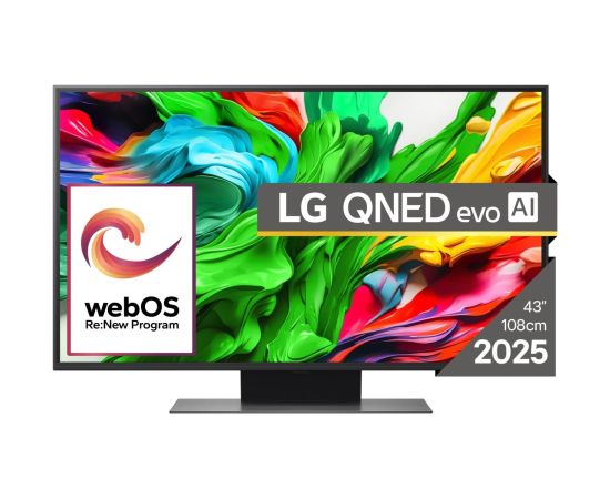 TV Set LG 43" 4K/Smart 3840x2160 Wireless LAN Bluetooth webOS Black 43QNED86A3C