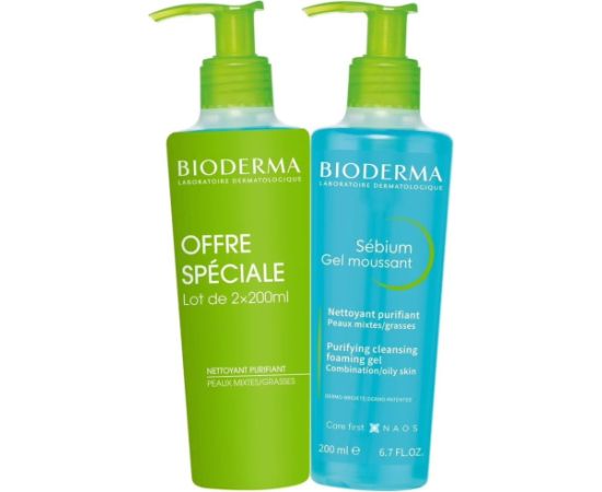 Bioderma Sebium Gel Moussant antybakteryjny Żel do mycia twarzy do cery tłustej i mieszanej 2x 200ml