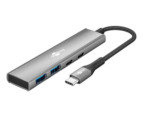 Goobay 76563 Slim 4-Port USB-Hub, USB-C™ auf USB-C™/USB-A, 5 Gbit/s, Grey Goobay