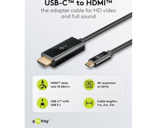 Goobay USB-C to HDMI Cable 4K at 60 Hz, 1 m 75696