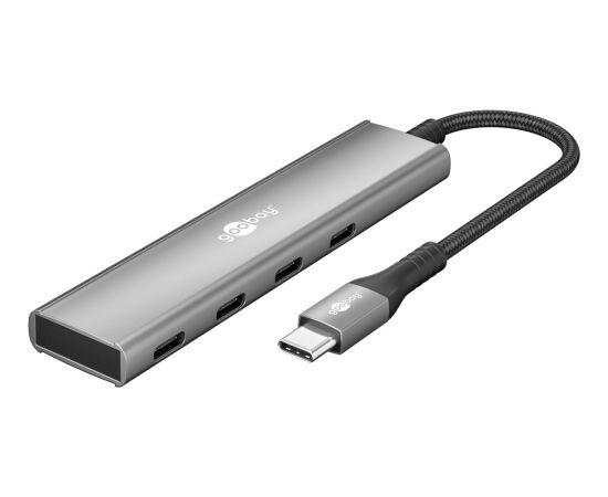 Goobay 76564 Slim 4-Port USB-Hub, USB-C™ auf USB-C™, 5 Gbit/s, Grey Goobay