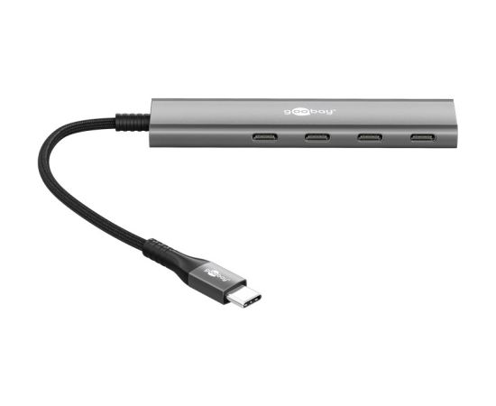 Goobay 76564 Slim 4-Port USB-Hub, USB-C™ auf USB-C™, 5 Gbit/s, Grey Goobay