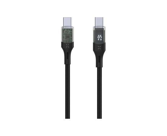 Fixed Cable USB-C/USB-C with display, PD support, 2m, USB 2.0, 100W FIXDD-CC2-BK