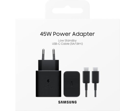 Сетевая зарядка Samsung EP-T4511XBEGWW 45W + USB-C to USB-C cable 1.8m черная