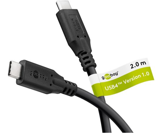 Kabelis USB C male - USB C male USB4 240W 20Gbit/s 2m saderīgs ar Thunderbolt 3 Goobay
