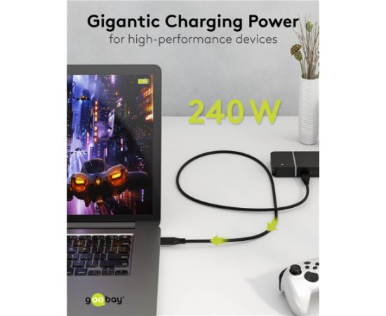 Kabelis USB C male - USB C male USB4 240W 20Gbit/s 2m saderīgs ar Thunderbolt 3 Goobay