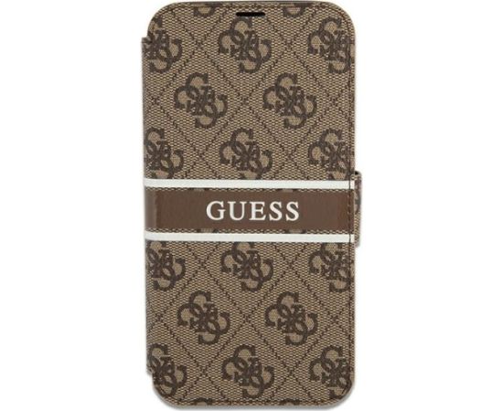 GUBKP13L4GDBR Guess PU 4G Printed Stripe Book Case for iPhone 13 Pro Brown