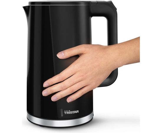 Tristar Double Walled Kettle WK-3407 Electric 2200 W 1.7 L Plastic 360° rotational base Black