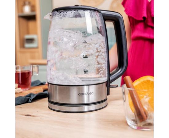 Cecotec Kettle ThermoSense 340 Clear Electric 2200 W 1.7 L Glass 360° rotational base Clear