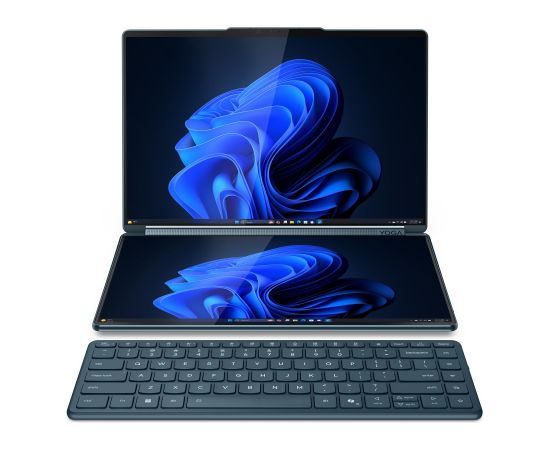 Lenovo Yoga Book 9 14IAH10 Tidal Teal 2x14 " OLED Touchscreen 2.8K WQXGA+ 2880 x 1800 pixels Glossy Intel Core Ultra 7 255H 32 GB Soldered LPDDR5x Solid-state drive capacity 1000 GB Intel Arc Graphics Windows 11 Pro 802.11be Bluetooth version 5.4 Keyboard