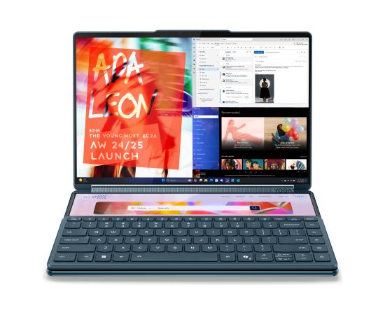Lenovo Yoga Book 9 14IAH10 Tidal Teal 2x14 " OLED Touchscreen 2.8K WQXGA+ 2880 x 1800 pixels Glossy Intel Core Ultra 7 255H 32 GB Soldered LPDDR5x Solid-state drive capacity 1000 GB Intel Arc Graphics Windows 11 Pro 802.11be Bluetooth version 5.4 Keyboard