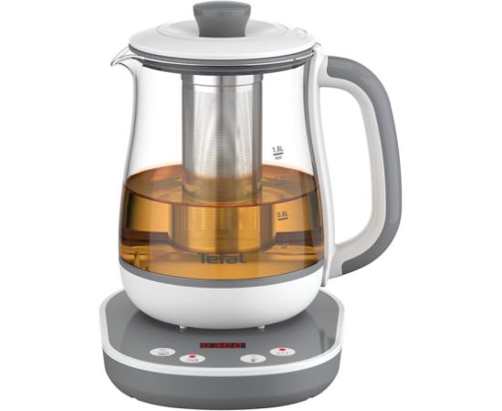 TEFAL Tastea Kettle BJ551B10 Tea Kettle 1400 W 1.5 L Glass 360° rotational base Grey/White