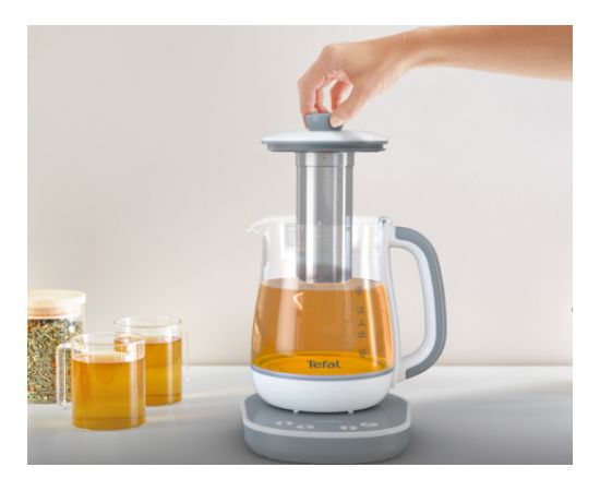 TEFAL Tastea Kettle BJ551B10 Tea Kettle 1400 W 1.5 L Glass 360° rotational base Grey/White