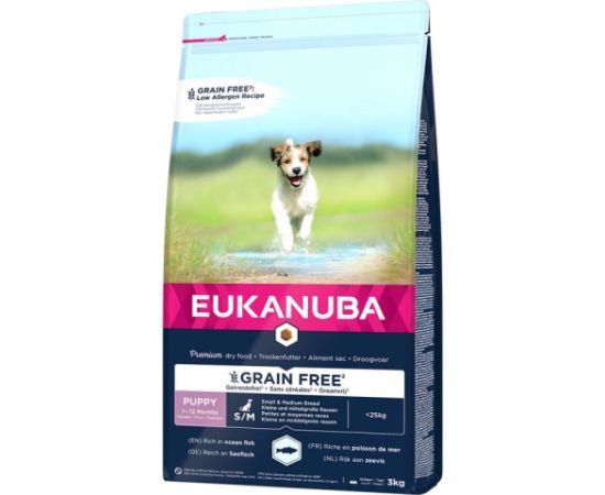 EUKANUBA Grain Free Puppy Small/Medium Breed Ocean Fish - dry dog food - 3 kg