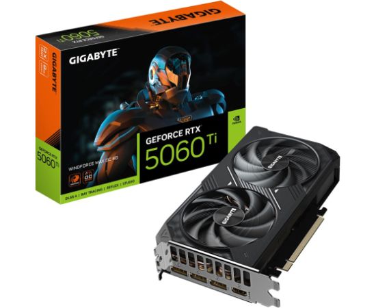 GIGABYTE GeForce RTX 5060 Ti WINDFORCE MAX OC 8G Graphics Card - 8GB GDDR7, 128bit, PCI-E 5.0, 2587MHz Core Clock, 3 x DP, 1 x HDMI, NVIDIA DLSS 4, GV-N506TWF2MAX OC-8GD