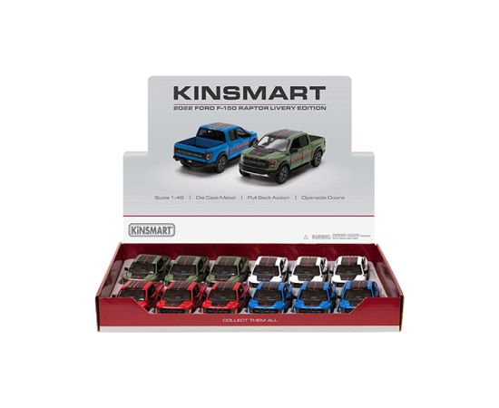 Kinsmart Metāla auto modelis 2022 Ford F-150 Raptor Livery Edition 1:46 KT5436F
