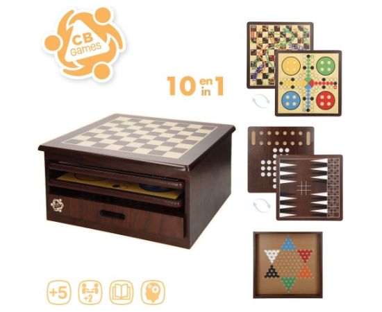 Набор настольных игр «10 в 1» с деревянным ящиком для хранения 5+ CB33074