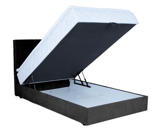 Continental bed LEVI 120x200cm, with mattress, dark grey