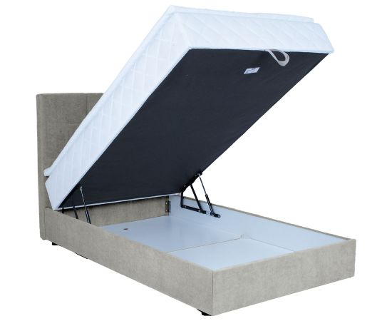 Continental bed LEVI 90x200cm, with mattress, dark beige