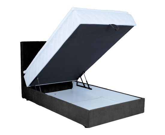 Continental bed LEVI 90x200cm, with mattress, dark grey