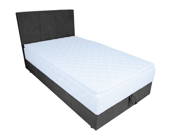 Continental bed LEVI 90x200cm, with mattress, dark grey