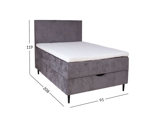 Continental bed LAARA 90x200cm, graphite