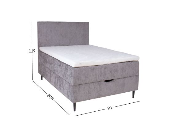 Continental bed LAARA 90x200cm, grey