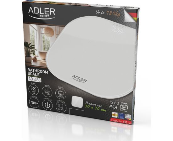 Adler Bathroom Scale AD 8188 Maximum weight (capacity) 180 kg Accuracy 100 g White
