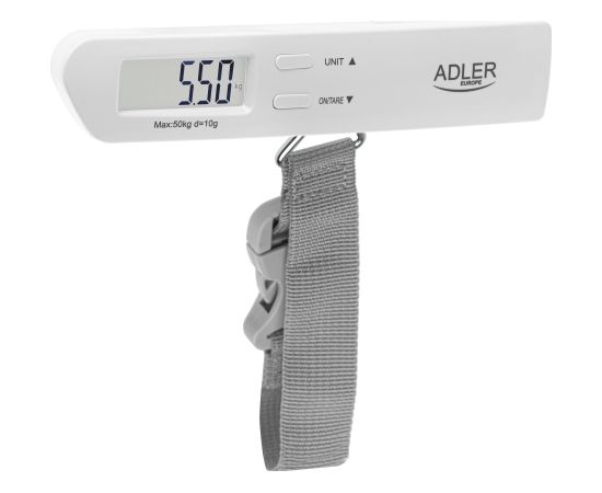 Adler Travel Luggage Scale AD 8191 Maximum weight (capacity) 50 kg Low Battery Indicator; Measurement Range: From 50g to 50kg; Overload Indicator