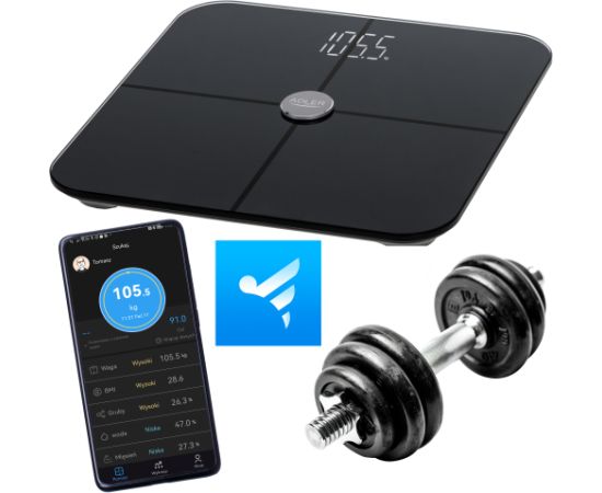 Adler Smart Bathroom Scale AD 8187 Auto power off Body Mass Index (BMI) measuring Maximum weight (capacity) 180 kg Memory function