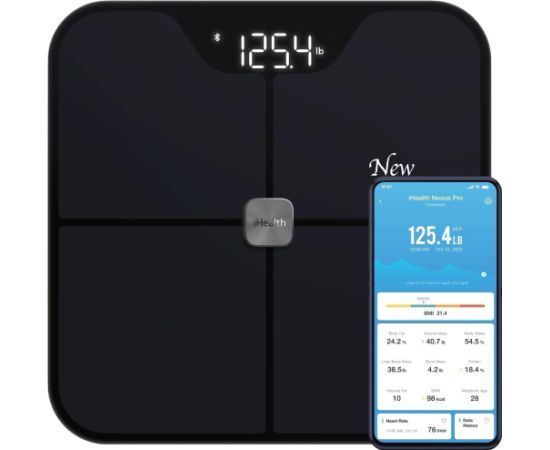 iHealth Wireless Body Composition Scale Nexus Pro Maximum weight (capacity) 181 kg Body Mass Index (BMI) measuring Black