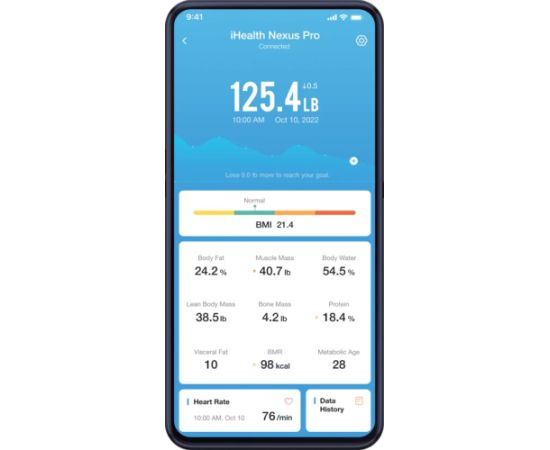iHealth Wireless Body Composition Scale Nexus Pro Maximum weight (capacity) 181 kg Body Mass Index (BMI) measuring Black