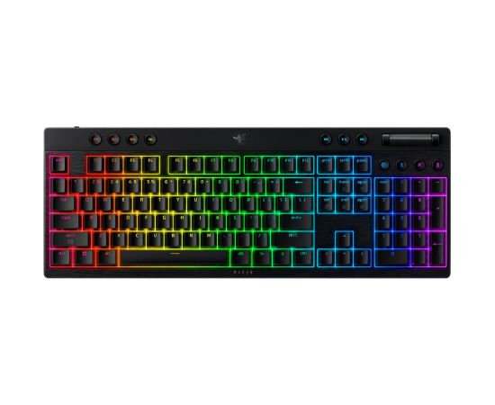 Razer BlackWidow V4 Low-profile HyperSpeed Gaming keyboard Wireless US Bluetooth, 2.4 GHz, USB Type-C Yellow Linear