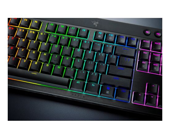 Razer BlackWidow V4 Low-profile HyperSpeed Gaming keyboard Wireless US Bluetooth, 2.4 GHz, USB Type-C Yellow Linear