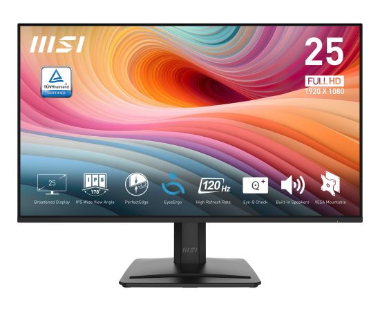 LCD Monitor MSI PRO MP251 E2 24.5" Business Panel IPS 1920x1080 16:9 120 Hz 1 ms Speakers Colour Black PROMP251E2
