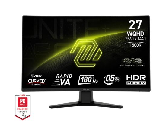 LCD Monitor MSI MAG 274CQF 27" Gaming/Curved Matte Panel VA 2560x1440 16:9 180Hz 0.5 ms Colour Black MAG274CQF