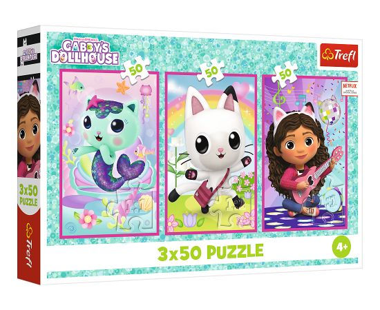 TREFL GABBY´S DOLLHOUSE Pužļu komplekts Iepazīsties ar Gabiju un kaķiem, 3x50 gab.