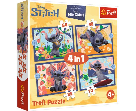 TREFL DISNEY STITCH Комплект пазлов 4в1 Отпуск на Гавайях