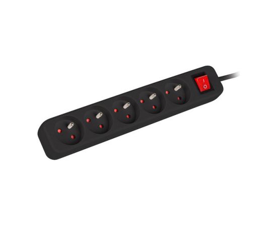 Lanberg Cable Power Strip, 5X French Outlets with Switch, Quality-Grade Copper, 1.5 m PS1-05E-0150-BK